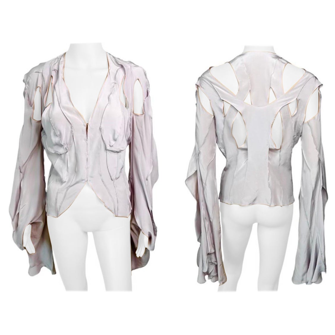 Tom Ford für Yves Saint Laurent YSL F/S 2003 Laufsteg Cutout Hemdbluse Top