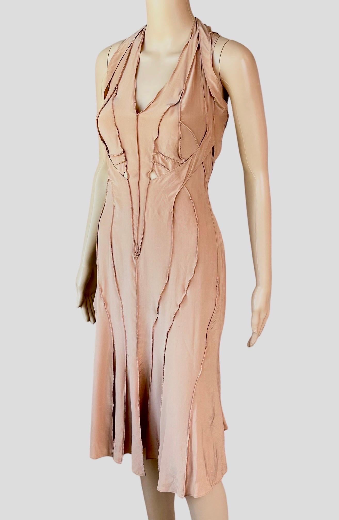Beige Tom Ford for Yves Saint Laurent YSL S/S 2003 Runway Cutout Silk Dress  For Sale