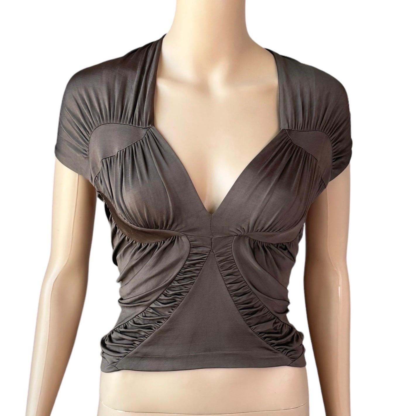 Tom Ford for Yves Saint Laurent YSL S/S 2003 Runway Ruched Shirt Blouse Top For Sale 5