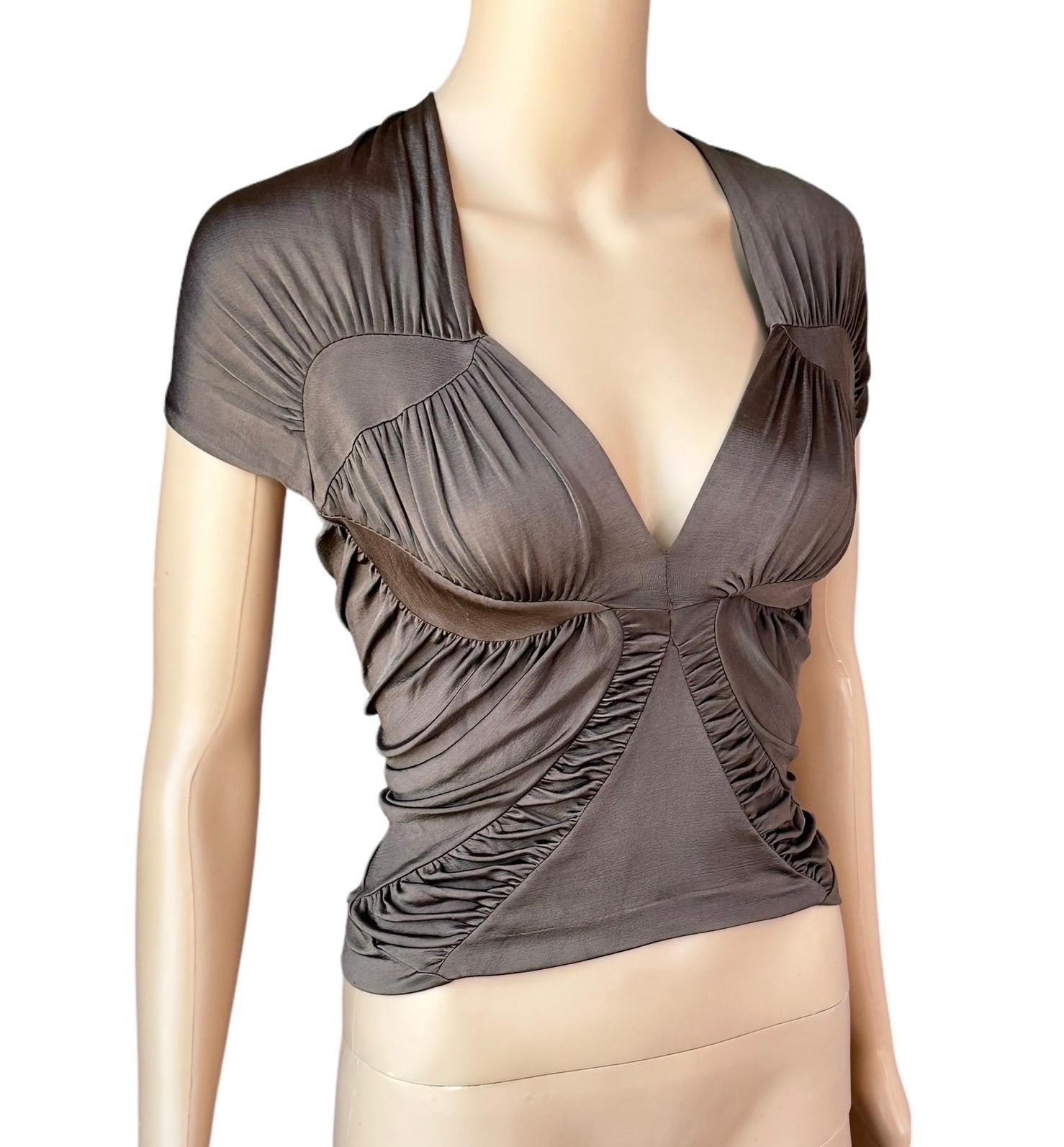 Tom Ford for Yves Saint Laurent YSL S/S 2003 Runway Ruched Shirt Blouse Top For Sale 6