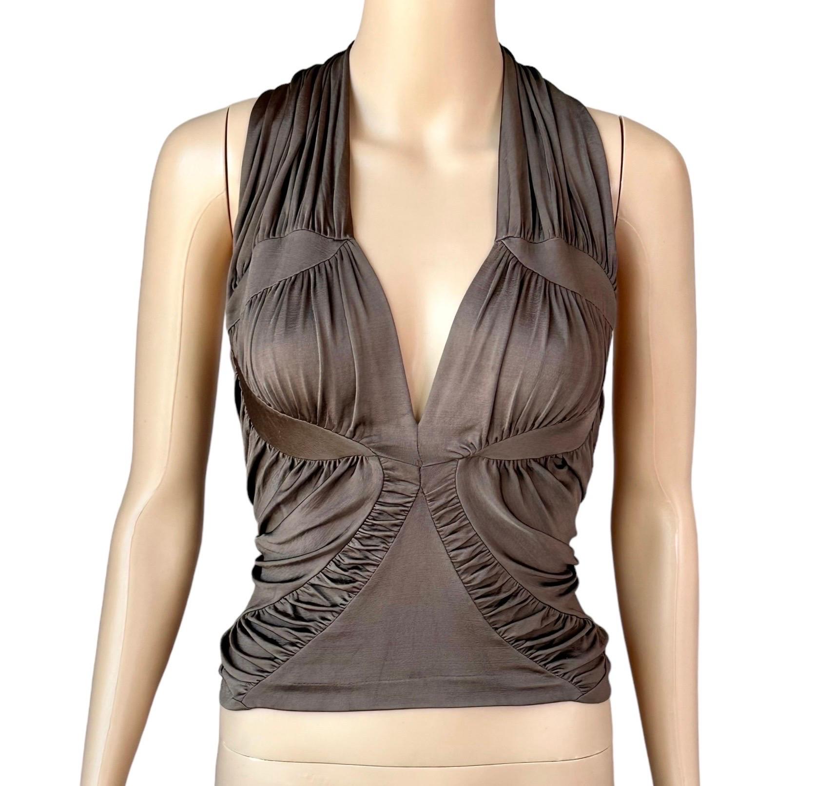 Tom Ford for Yves Saint Laurent YSL S/S 2003 Runway Ruched Shirt Blouse Top For Sale 7