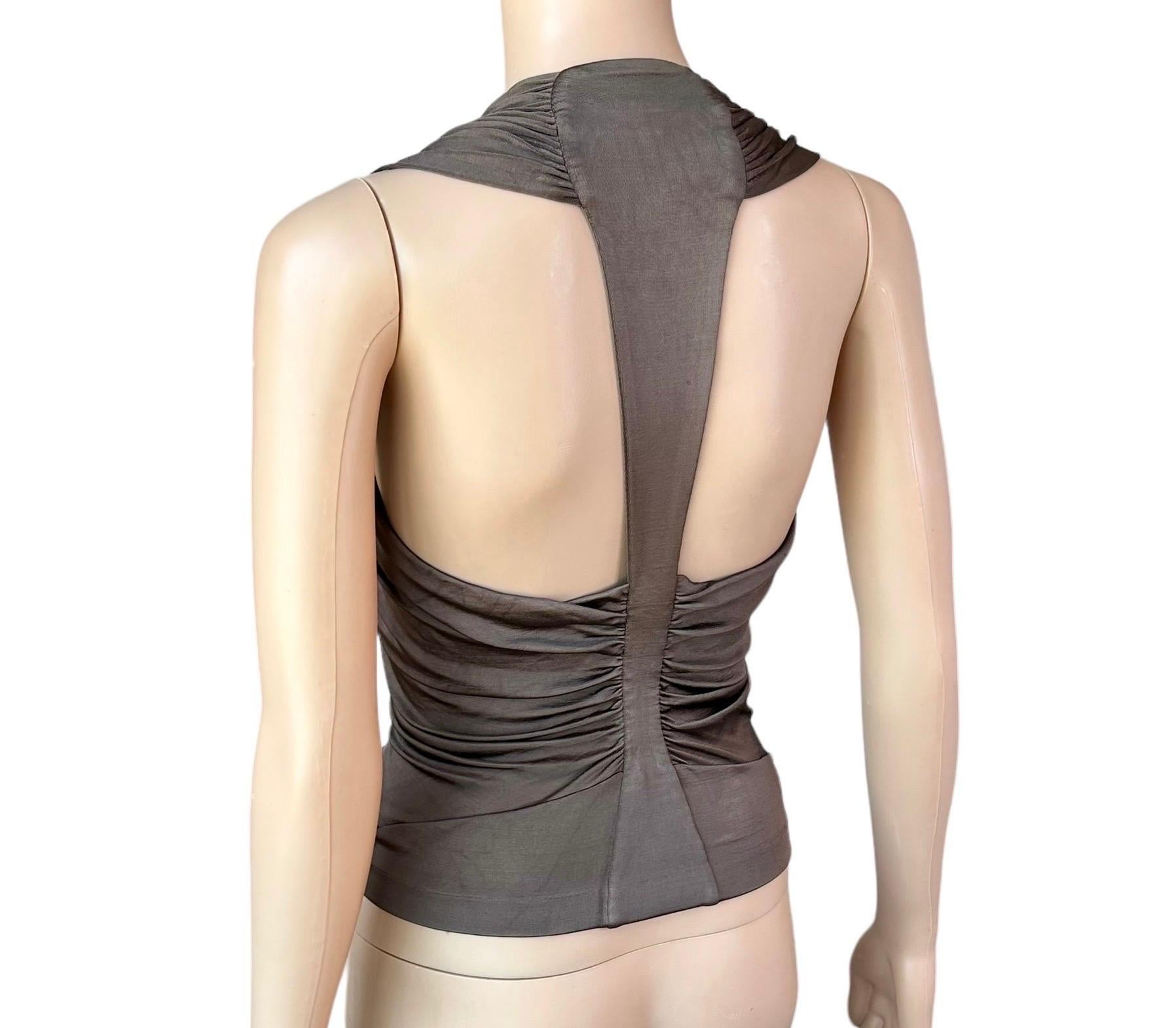 Tom Ford for Yves Saint Laurent YSL S/S 2003 Runway Ruched Shirt Blouse Top For Sale 8