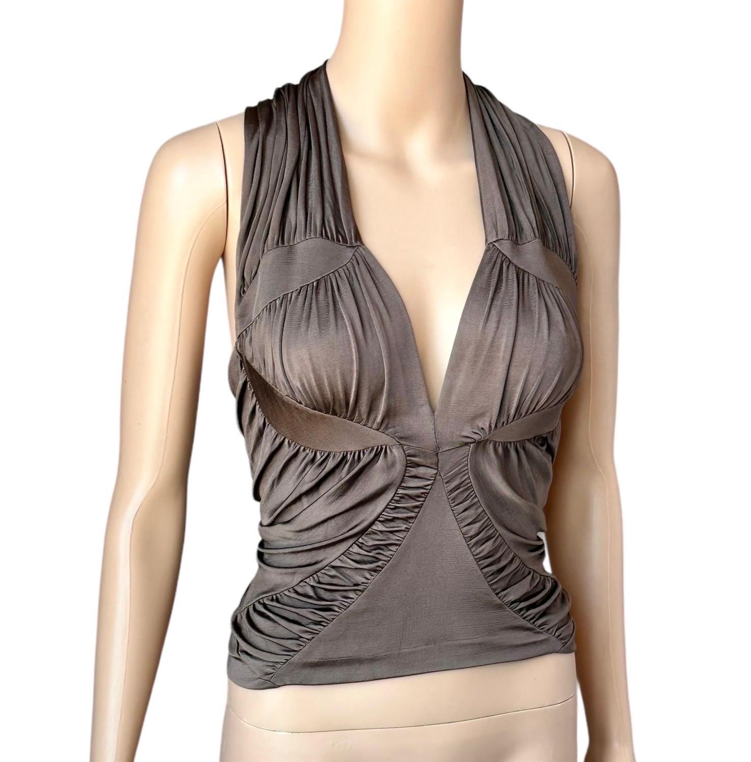 Tom Ford for Yves Saint Laurent YSL S/S 2003 Runway Ruched Shirt Blouse Top For Sale 12