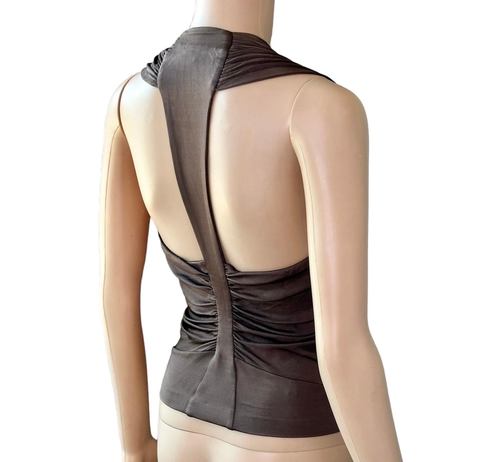 Tom Ford for Yves Saint Laurent YSL S/S 2003 Runway Ruched Shirt Blouse Top For Sale 13