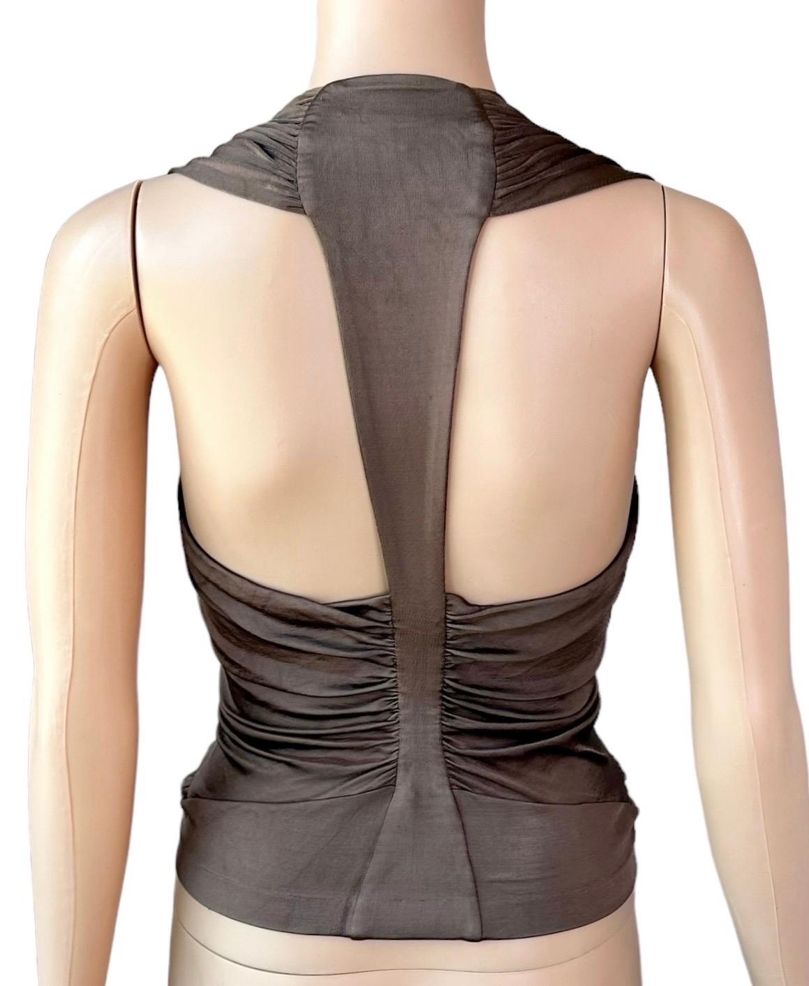 Gray Tom Ford for Yves Saint Laurent YSL S/S 2003 Runway Ruched Shirt Blouse Top For Sale
