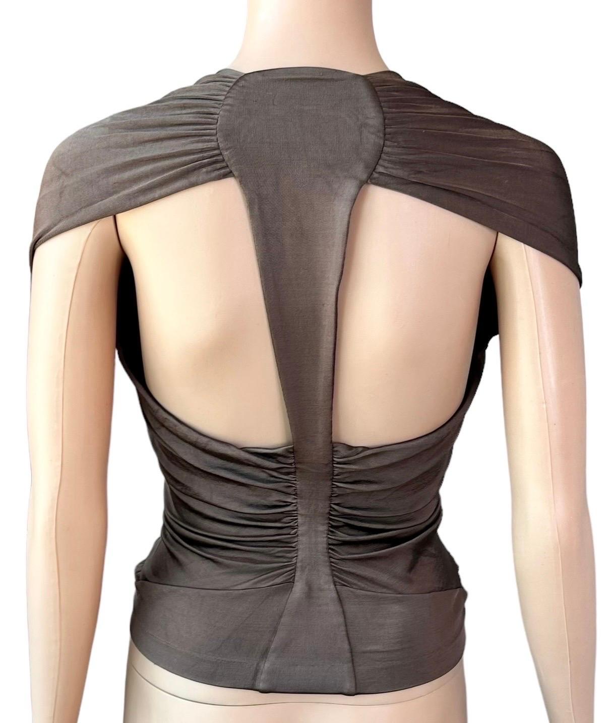 Women's Tom Ford for Yves Saint Laurent YSL S/S 2003 Runway Ruched Shirt Blouse Top For Sale