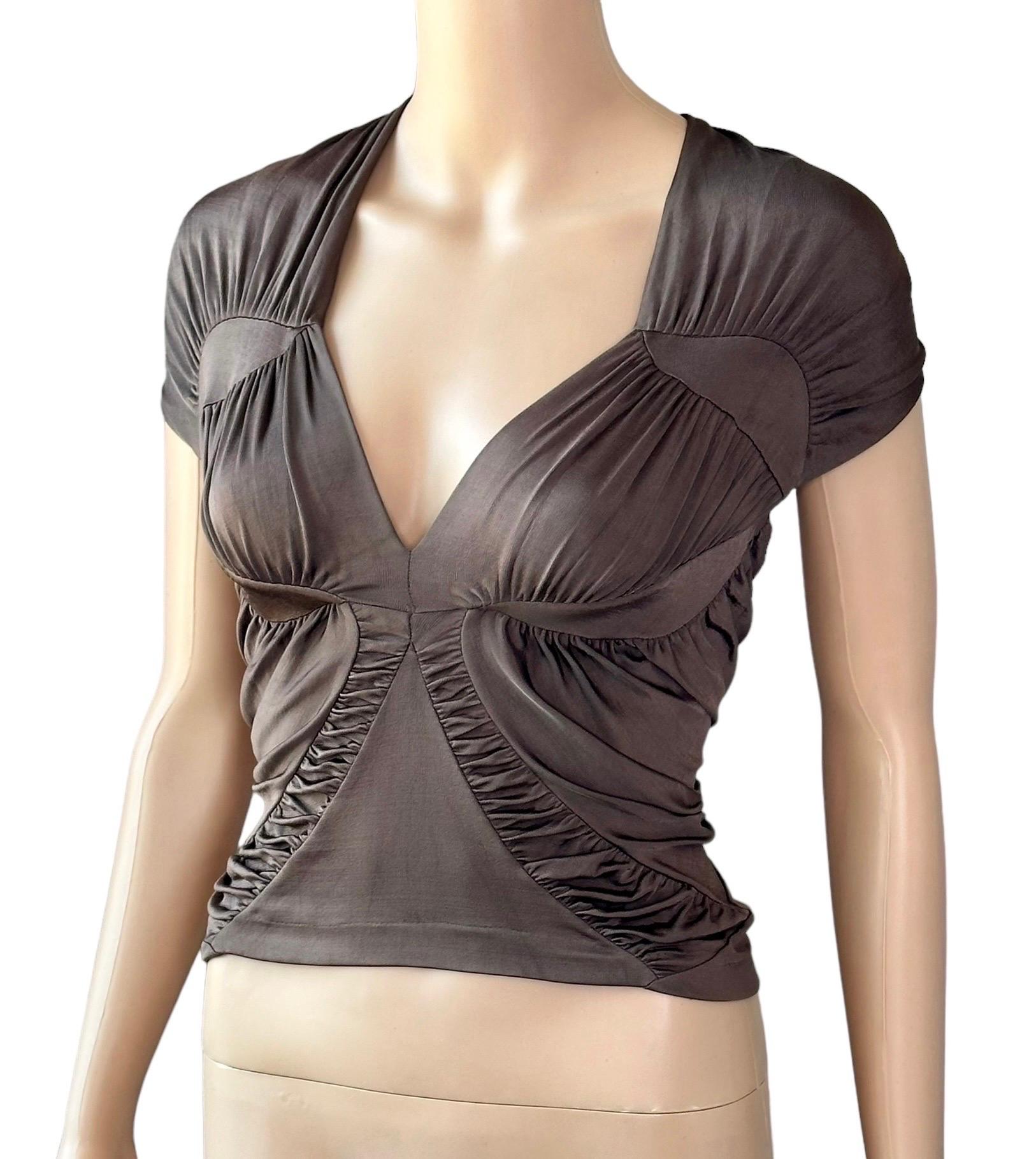 Tom Ford for Yves Saint Laurent YSL S/S 2003 Runway Ruched Shirt Blouse Top For Sale 1