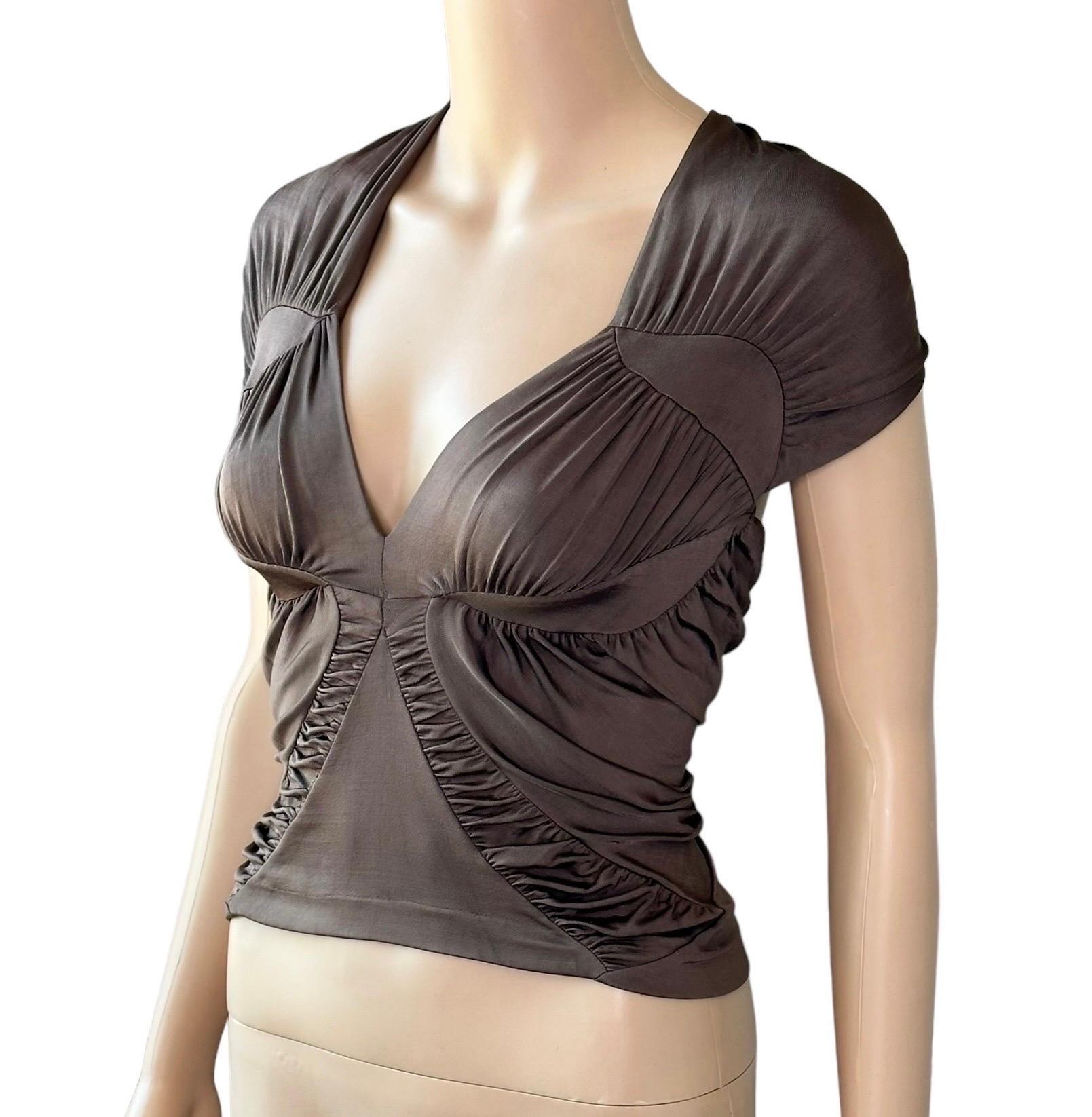 Tom Ford for Yves Saint Laurent YSL S/S 2003 Runway Ruched Shirt Blouse Top For Sale 2