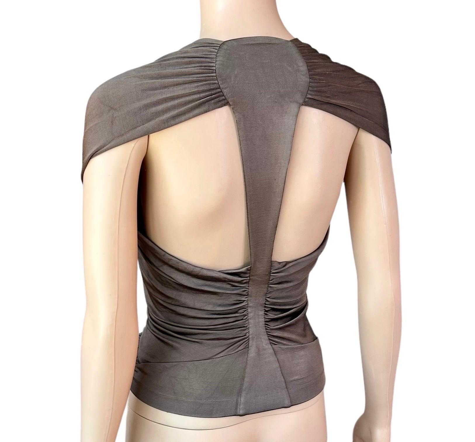Tom Ford for Yves Saint Laurent YSL S/S 2003 Runway Ruched Shirt Blouse Top For Sale 3
