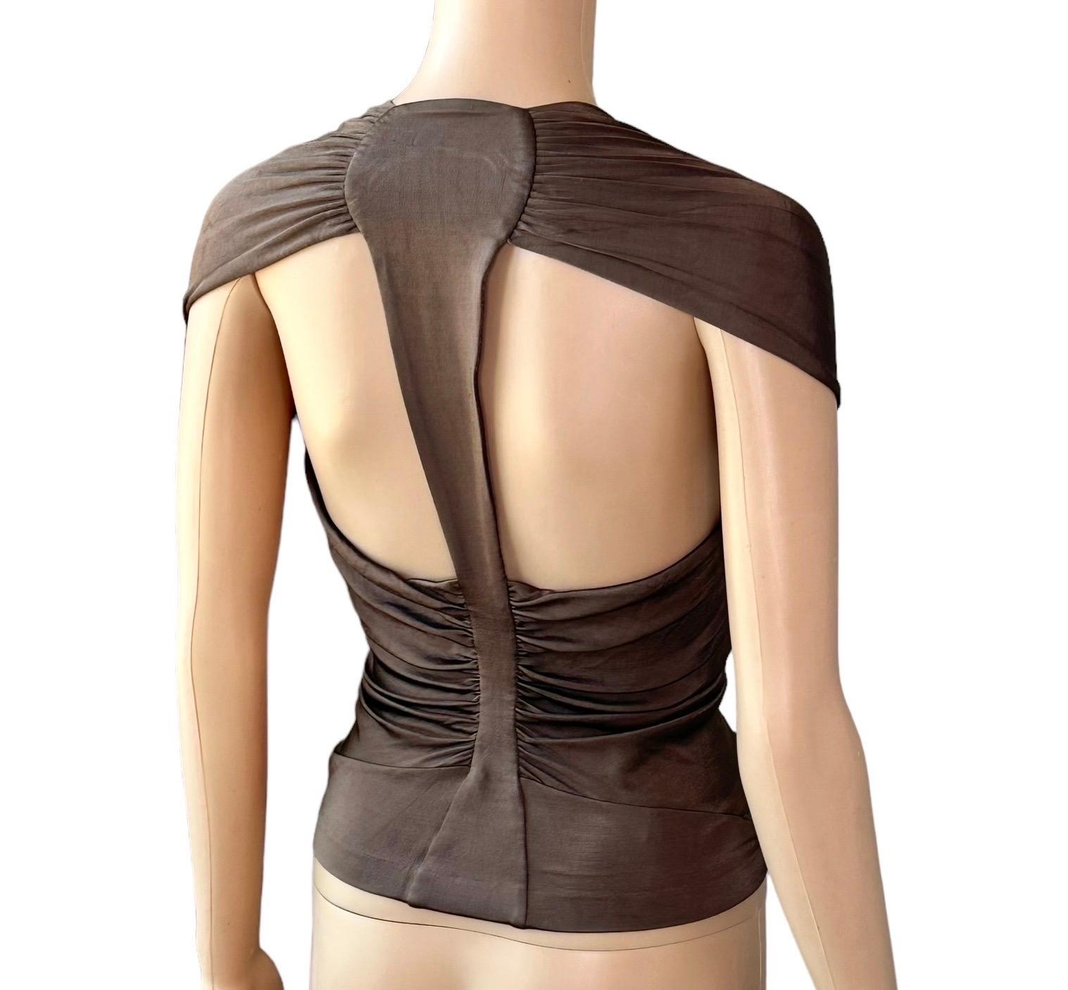 Tom Ford for Yves Saint Laurent YSL S/S 2003 Runway Ruched Shirt Blouse Top For Sale 4