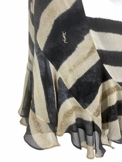 Tom Ford für Yves Saint SS 2002 Laurent Bedrucktes Seidenchiffonkleid mit Tiermuster L