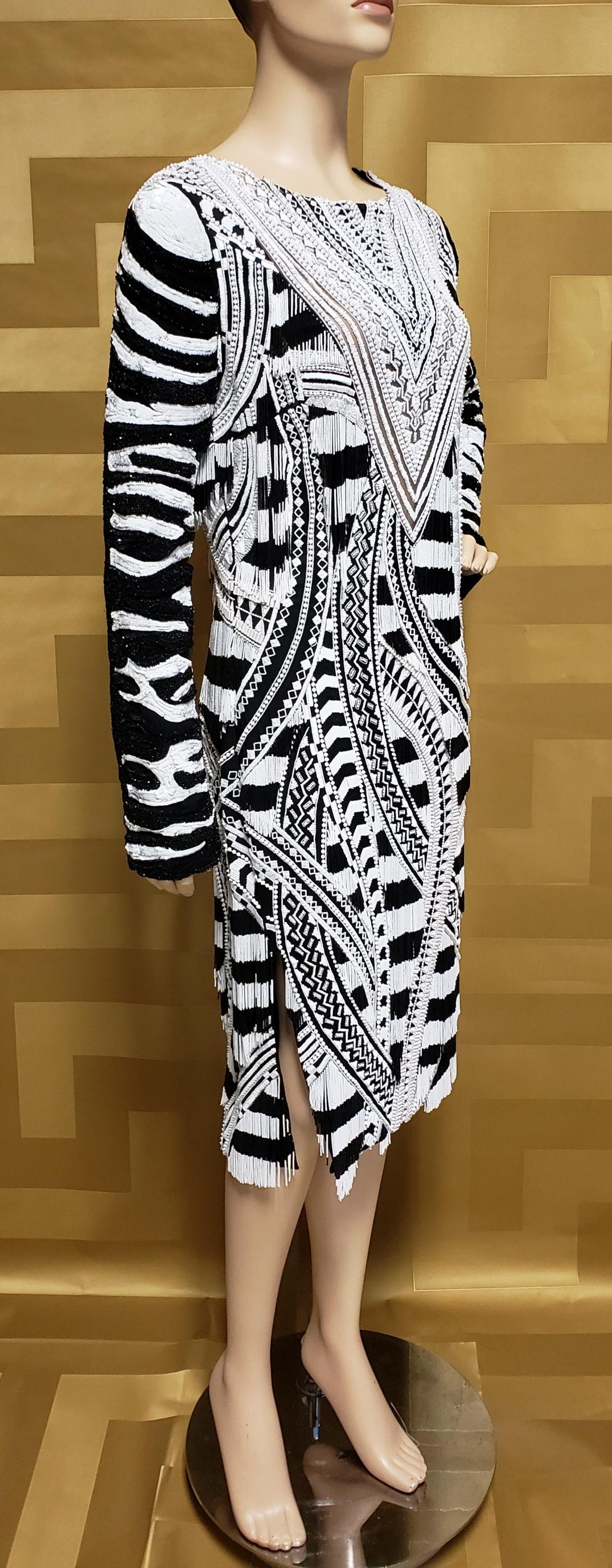 Tom Ford Fully Beaded Long Sleeve Midi Dress with Fringe 3