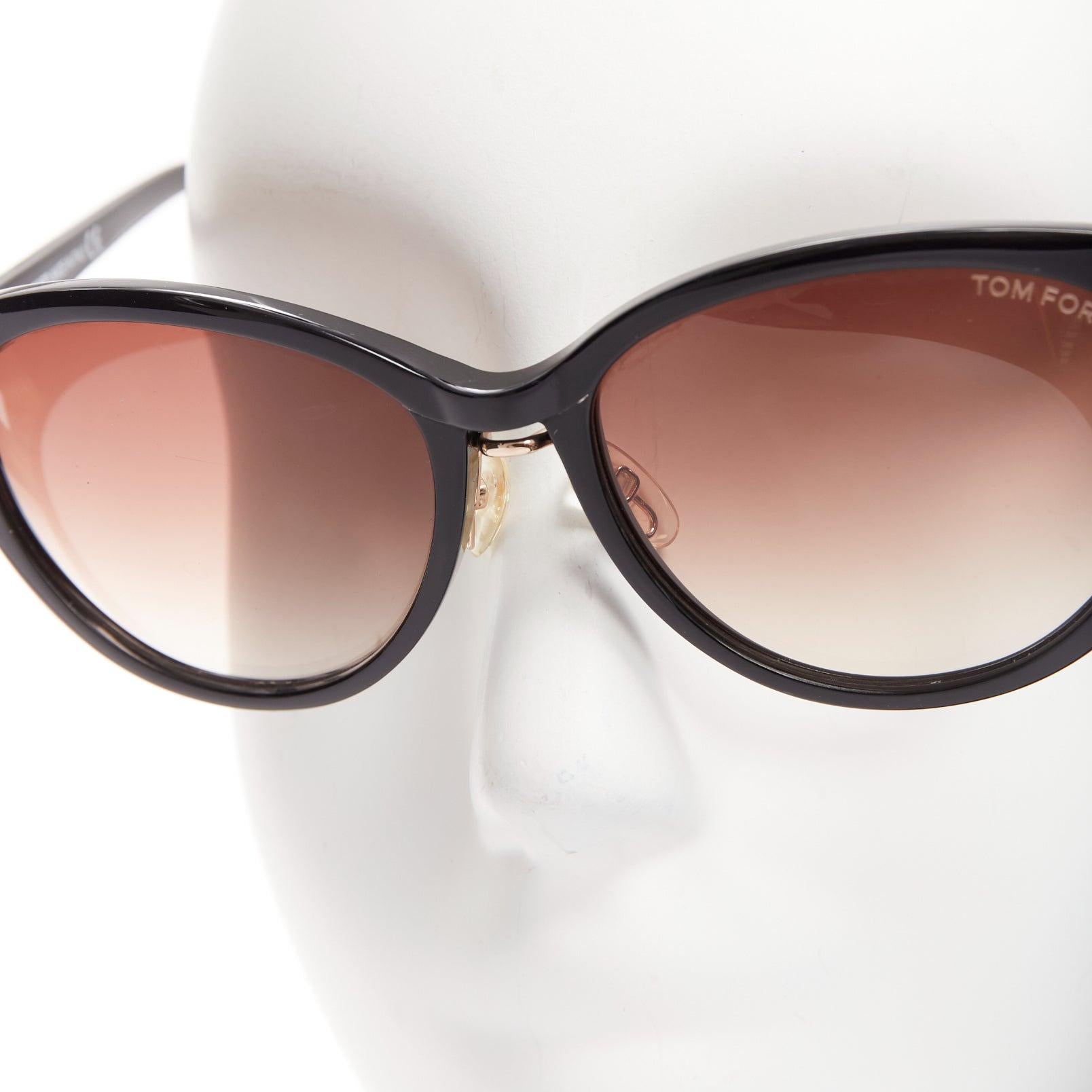 TOM FORD Gina TF345 black acetate gold T logo arm classic sunglasses 1