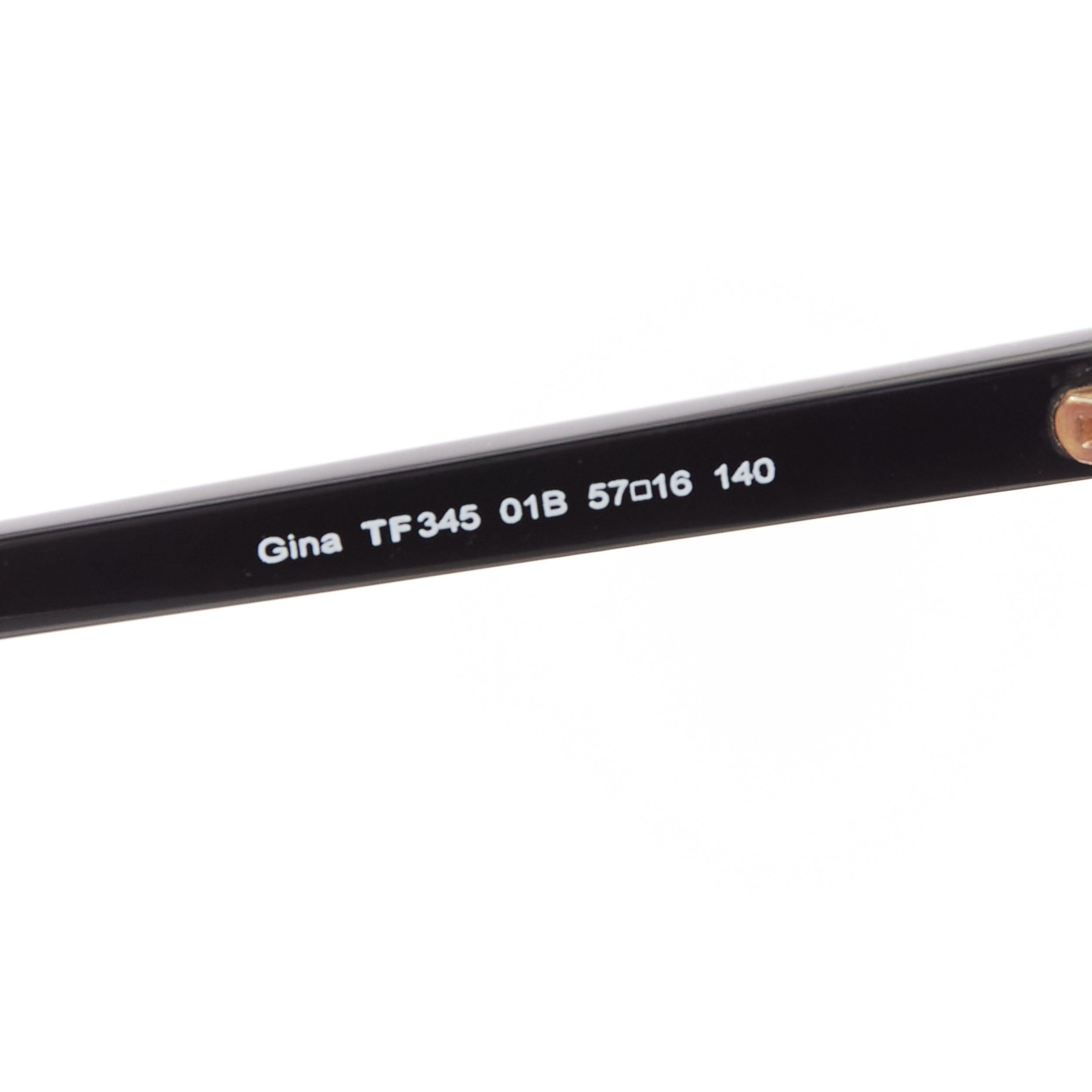 TOM FORD Gina TF345 black acetate gold T logo arm classic sunglasses 4