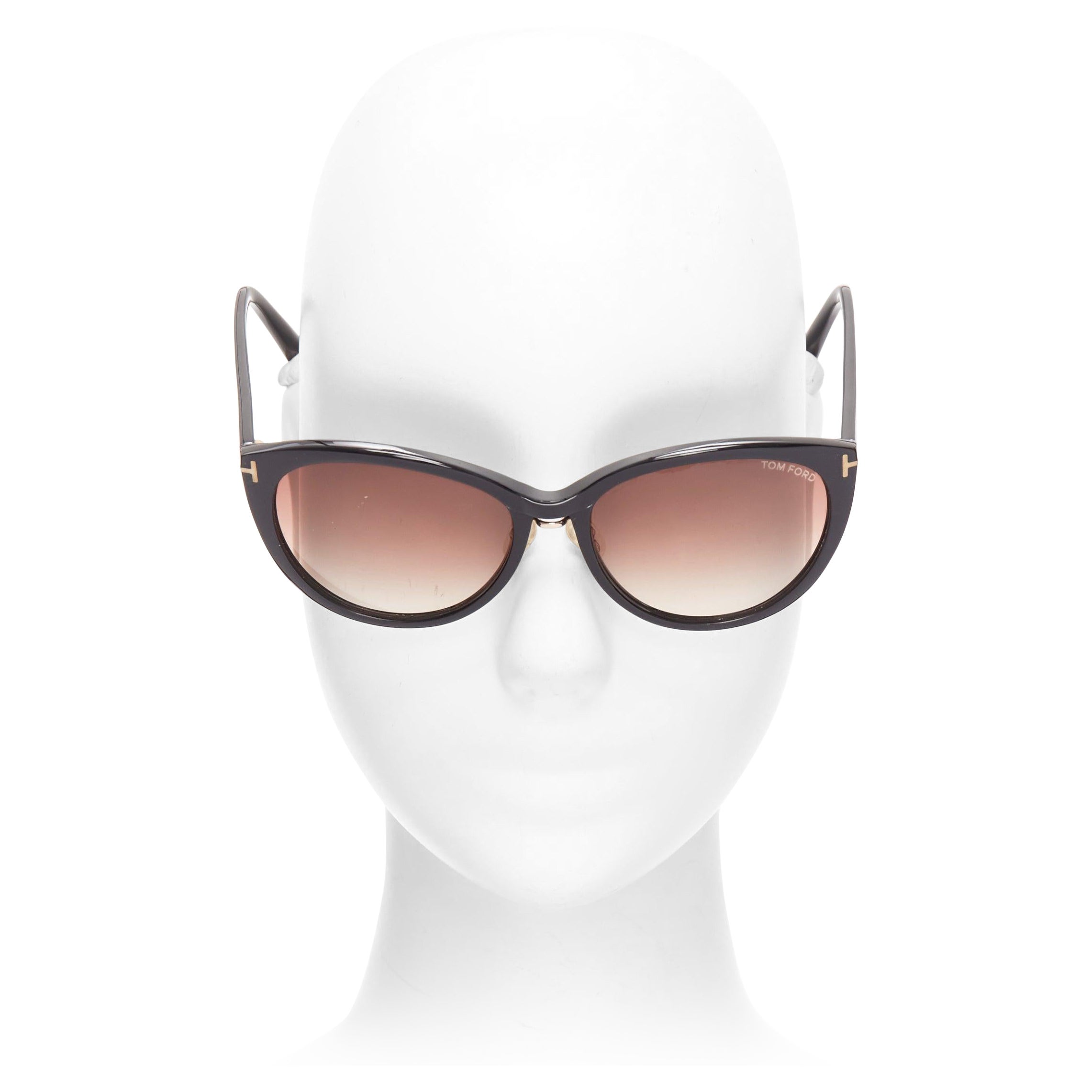 TOM FORD Gina TF345 black acetate gold T logo arm classic sunglasses