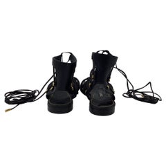 Sandali piatti Tom Ford Gladiator in pelle nera