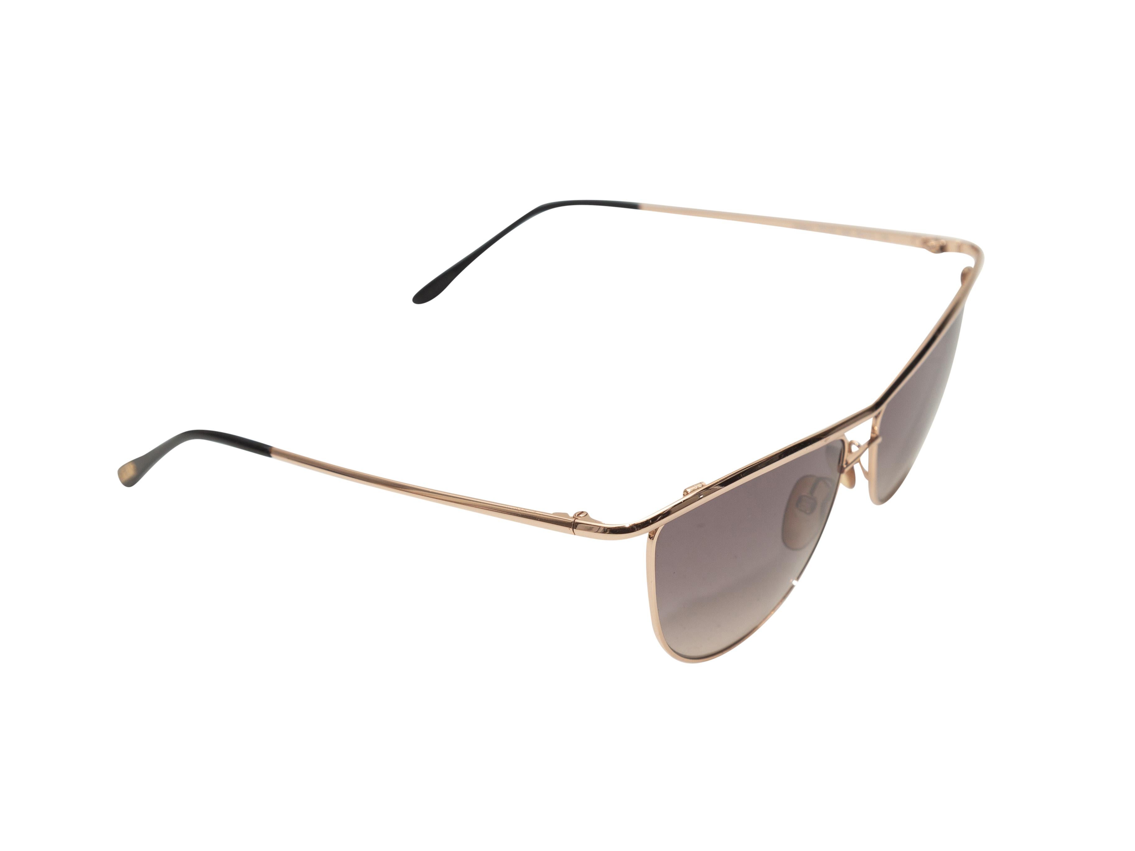 Brown Tom Ford Gold Helene Aviator Sunglasses