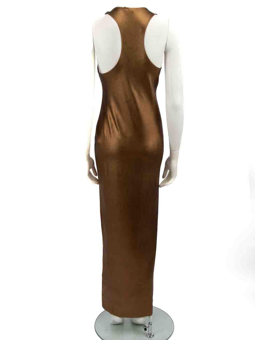 Tom Ford Gold Metallic Scoop Neck Long Dress Size M In Good Condition In London, GB