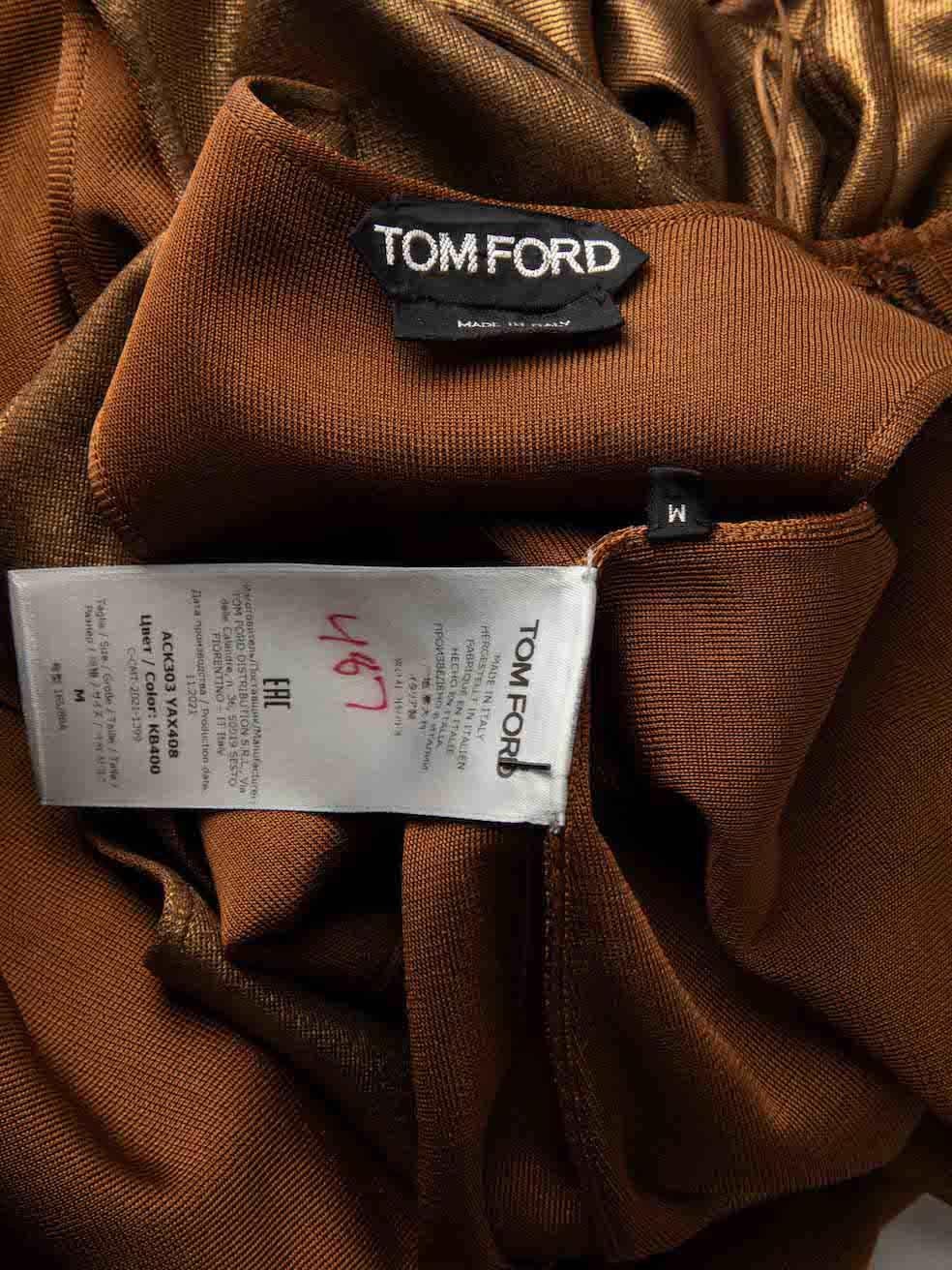Tom Ford Gold Metallic Scoop Neck Long Dress Size M 1