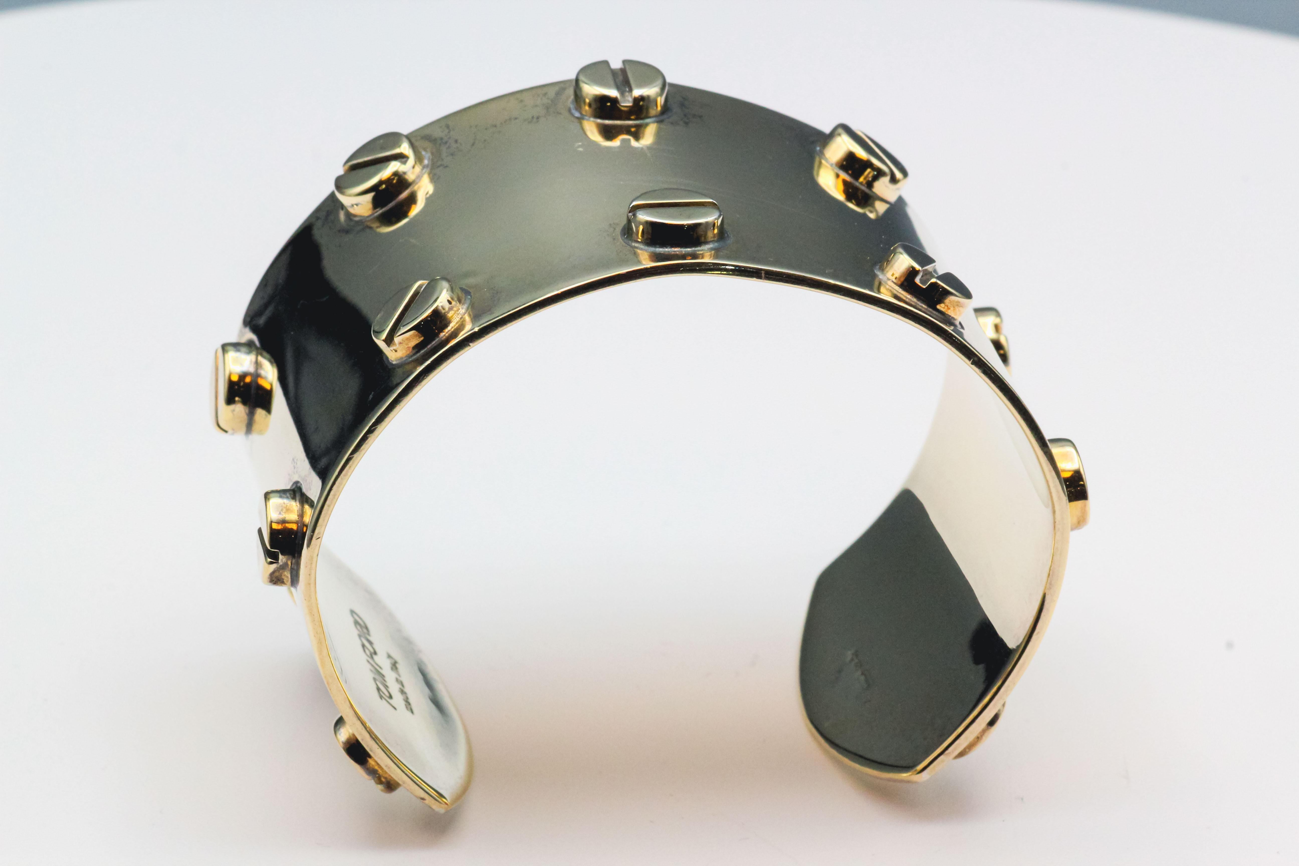 Tom Ford Gold-plated Silver Screw Cuff Bracelet In Good Condition In New York City, NY
