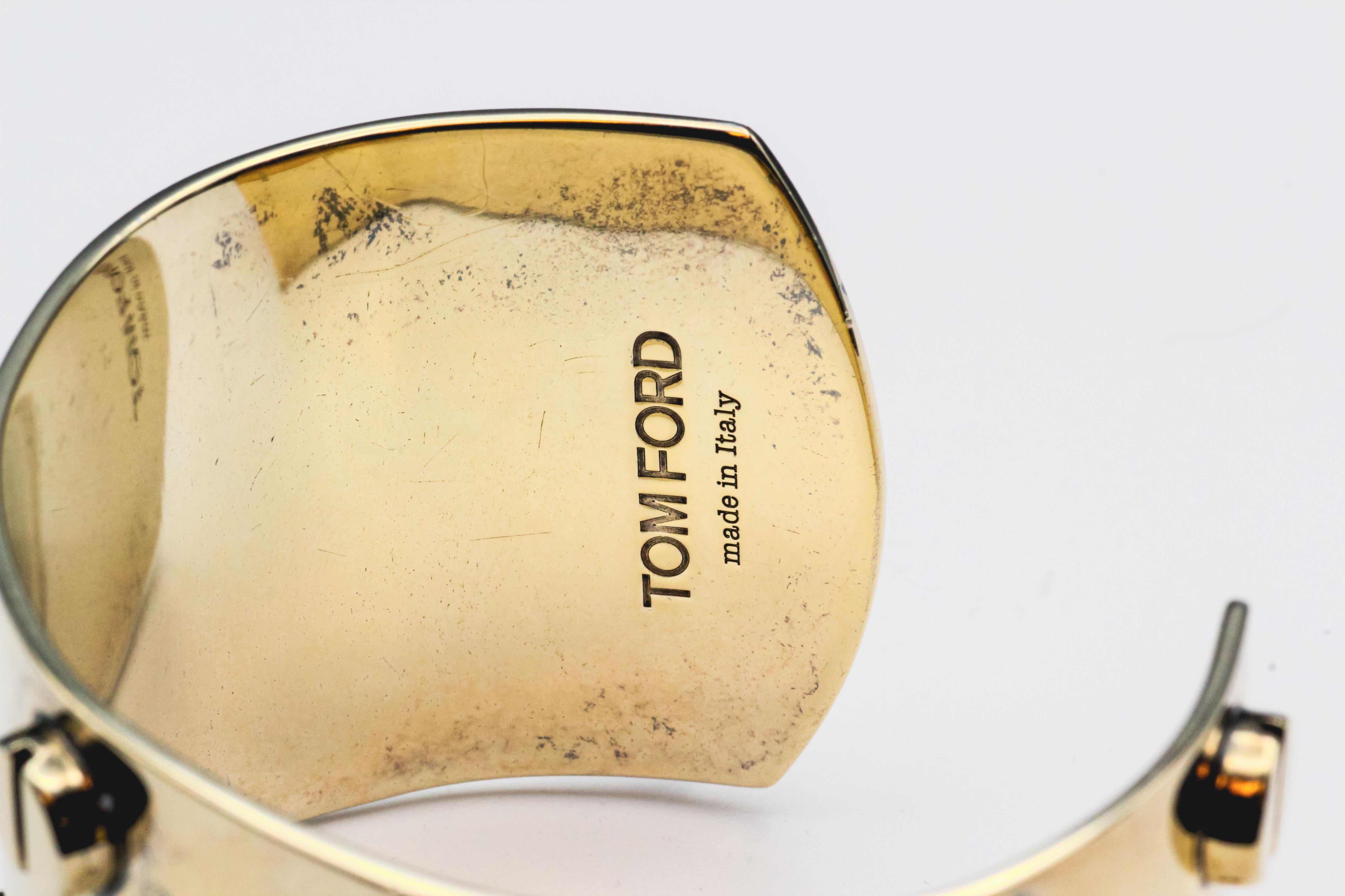 Bracelet manchette à vis en argent doré Tom Ford en vente 2