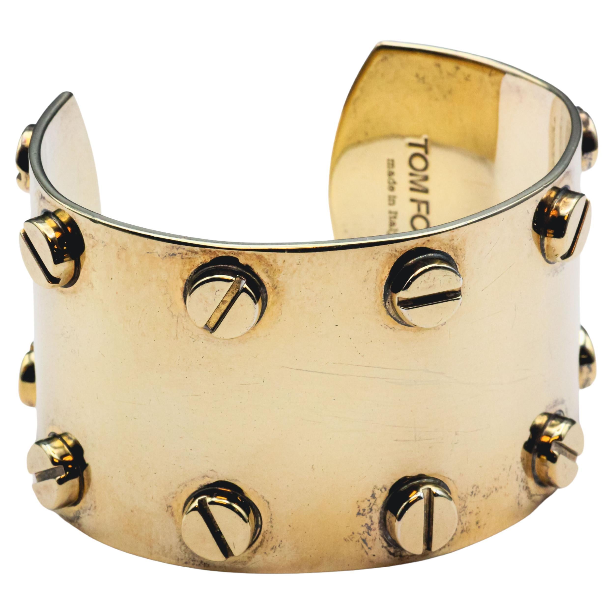 Tom Ford Gold-plated Silver Screw Cuff Bracelet For Sale