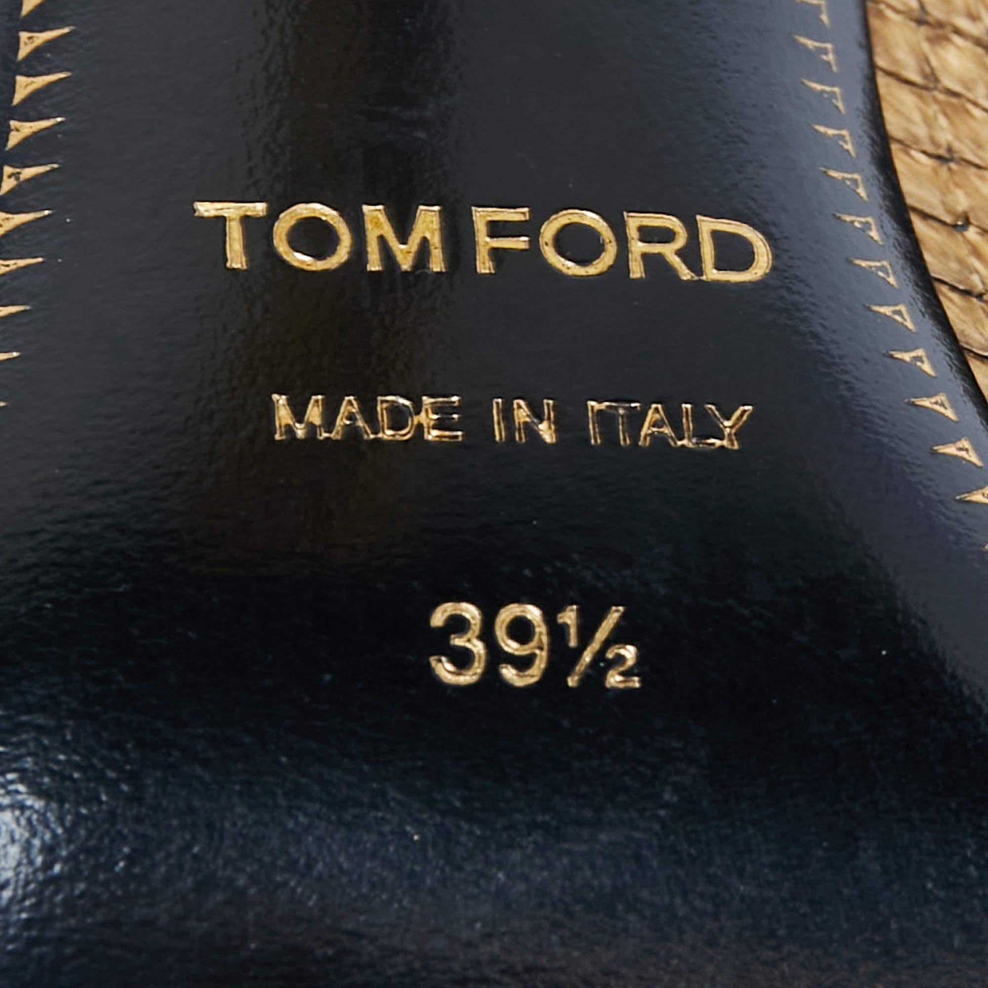 Tom Ford Gold Python Padlock Ankle Strap Pumps Size 39.5 1