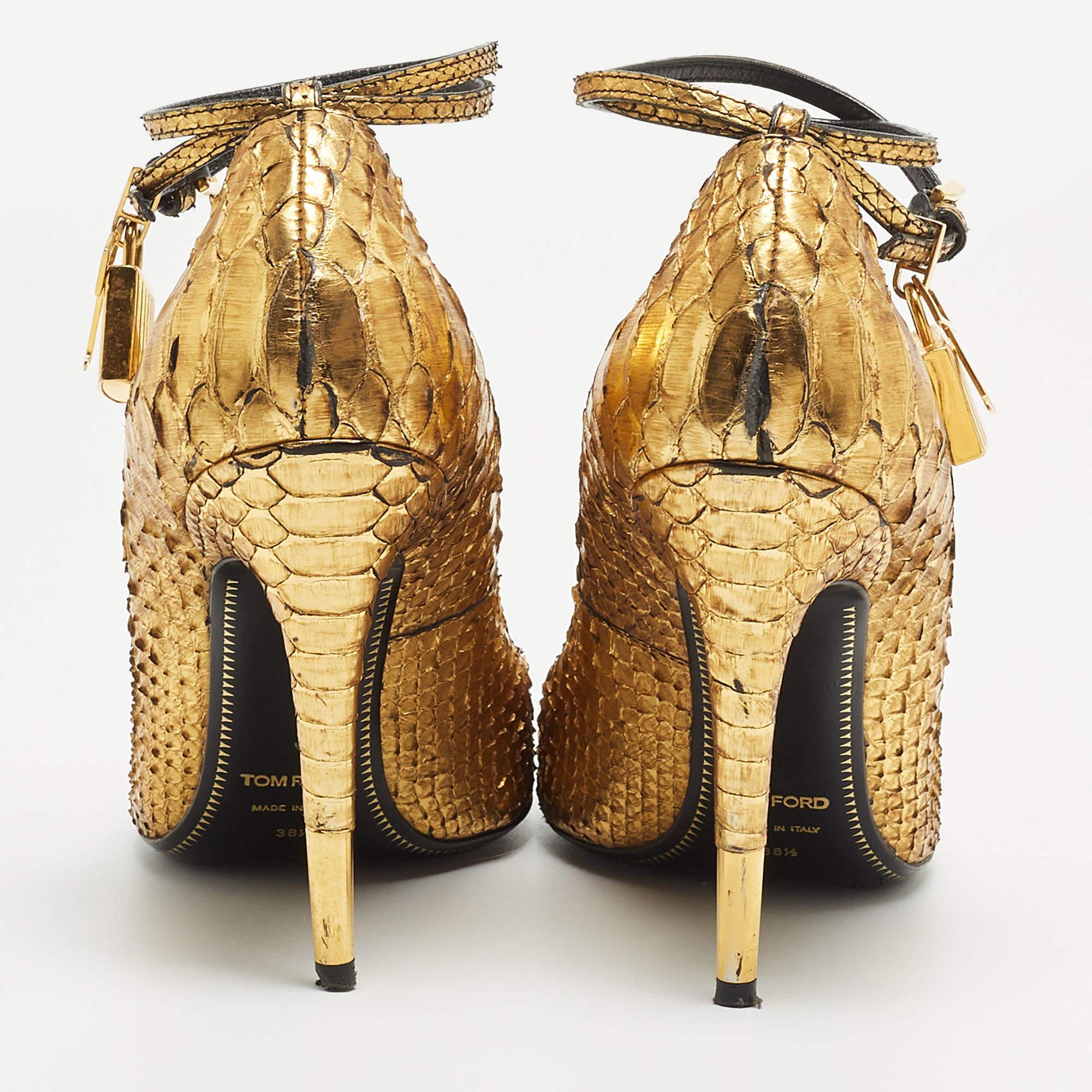 Women's Tom Ford Gold Python Padlock Pumps