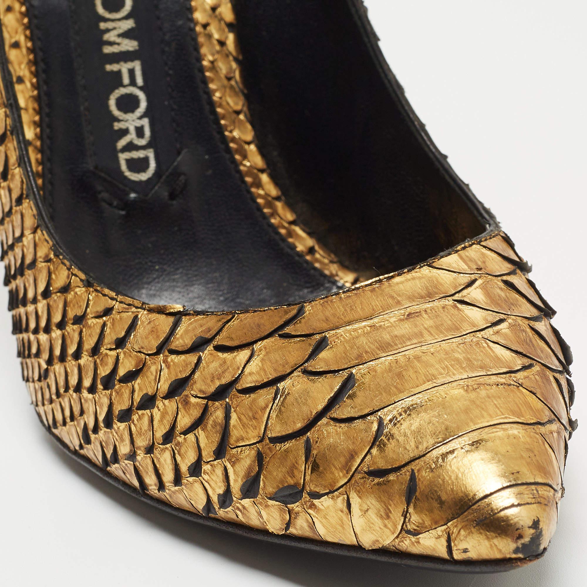 Tom Ford Gold Python Padlock Pumps 2