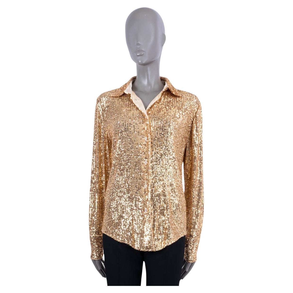 TOM FORD gold SEQUIN Button-Up Shirt 38 XS For Sale