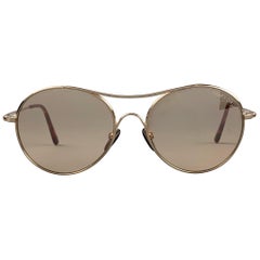 TOM FORD Gold Tone Metal Round Sunglasses