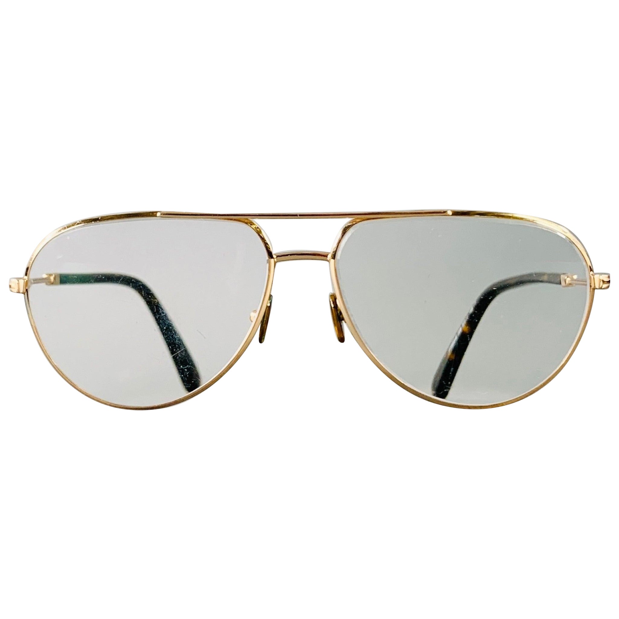 TOM FORD Gold Tortoiseshell Metal Aviator Sunglasses