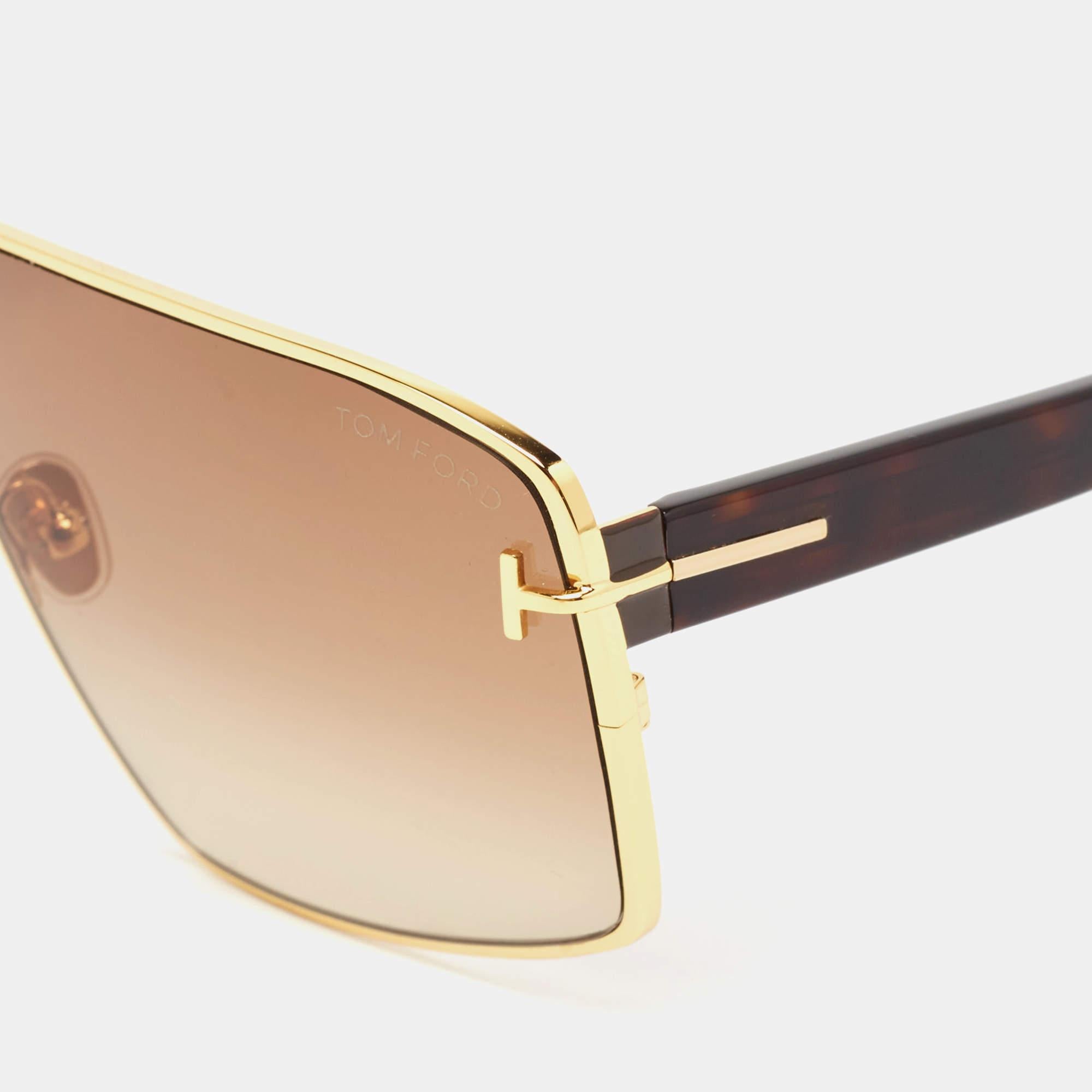 Beige Tom Ford Gradient Reno TF911Shield Sunglasses