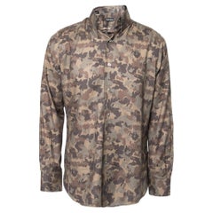 Tom Ford Green Camouflage Print Cotton Button Front Shirt L