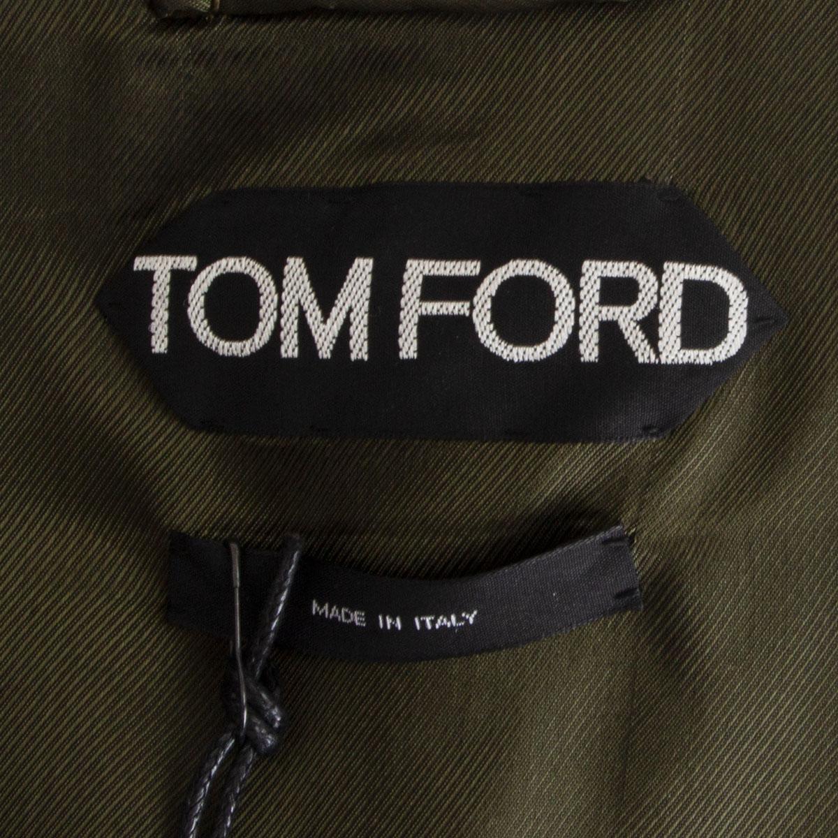 TOM FORD Veste militaire ajustée en lin de coton vert avec ceinture, 42 M Pour femmes en vente