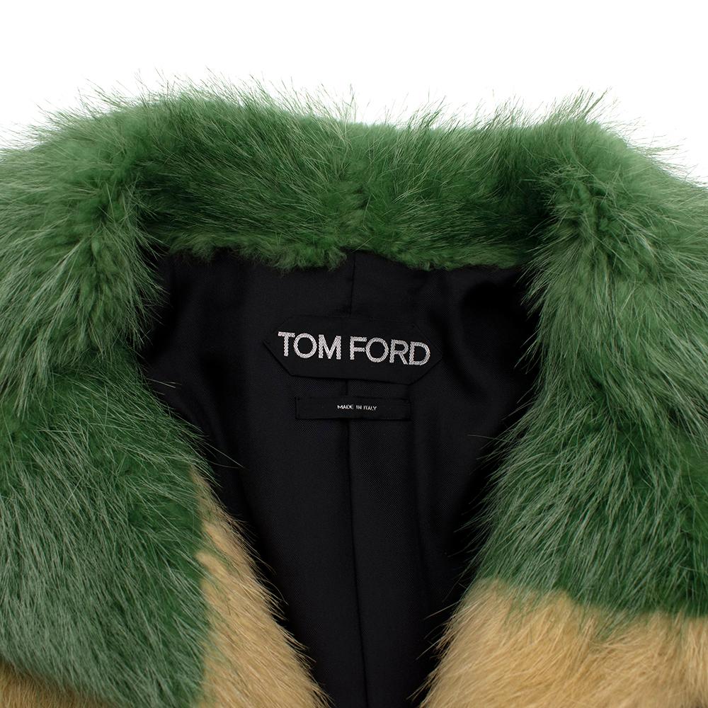 Tom Ford Green Intarsia Coypu Fur Coat 36 1