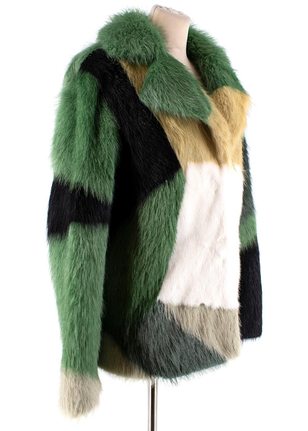 Tom Ford Green Intarsia Coypu Fur Coat 36 3