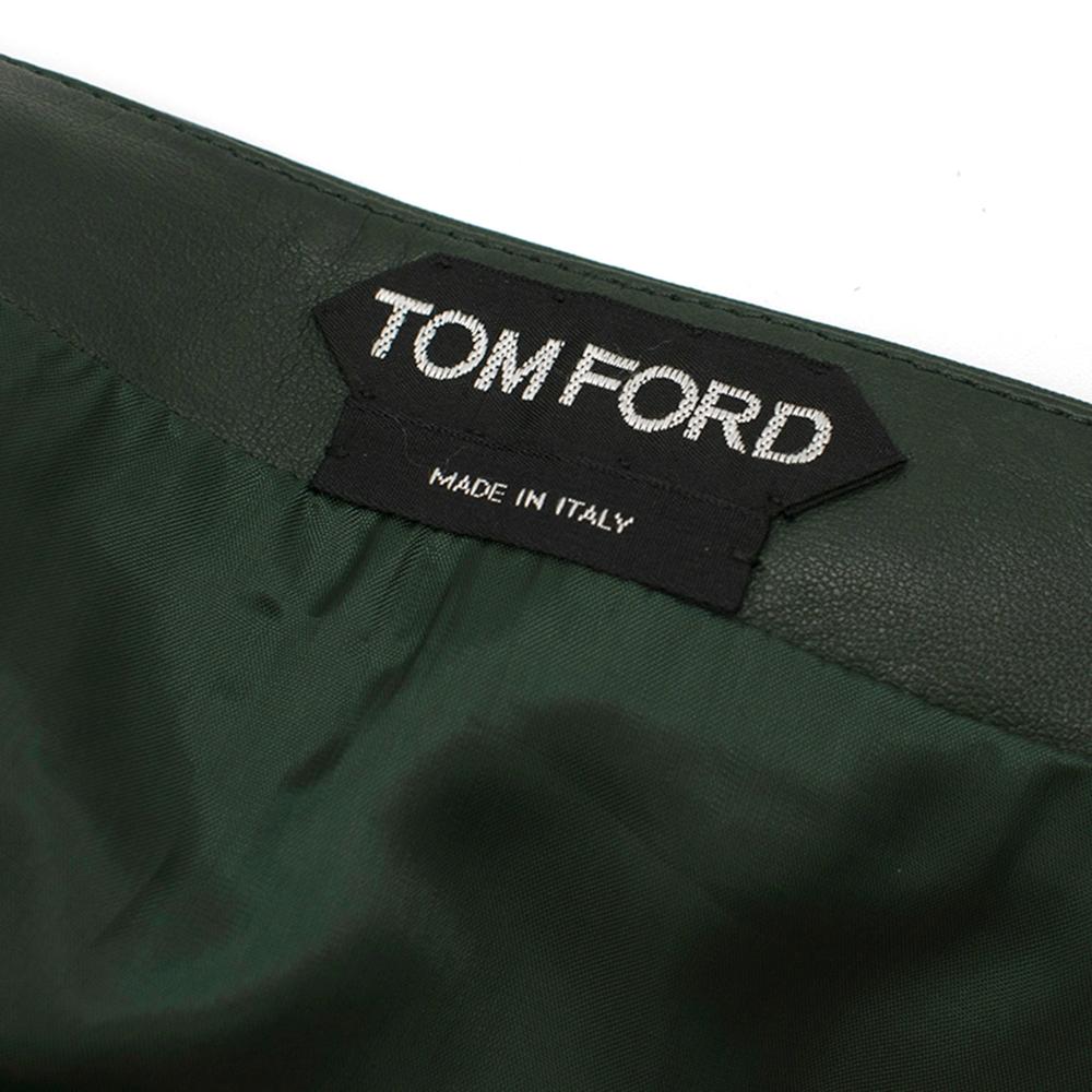 Black Tom Ford Green Leather Peplum Skirt	Size US 0-2 For Sale