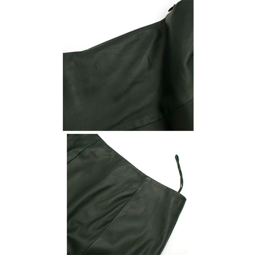 Tom Ford Green Leather Peplum Skirt	Size US 0-2 For Sale 1