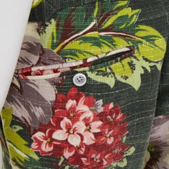 TOM FORD green pink cotton silk floral print slim tailored trousers IT48 M