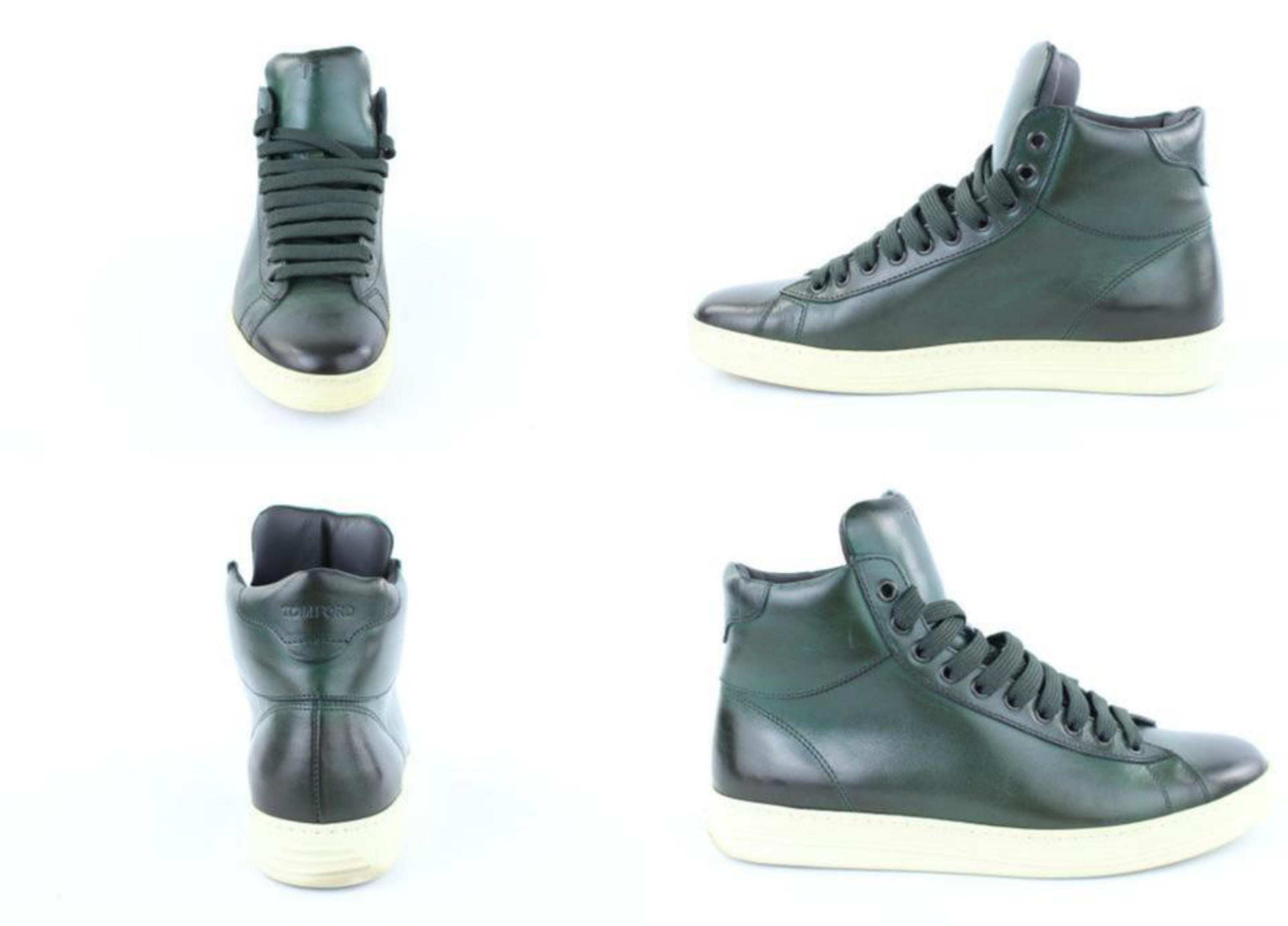 Men's Tom Ford Green Russel Leather High Top Sneaker 2mj1020 Sneakers Boots/Booties For Sale