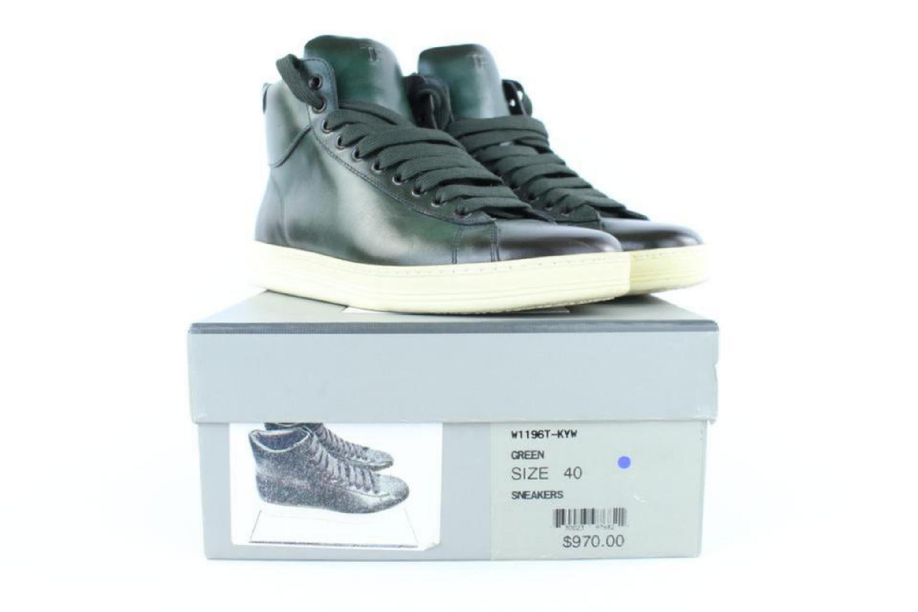 Tom Ford Green Russel Leather High Top Sneaker 2mj1020 Sneakers Boots/Booties For Sale 1