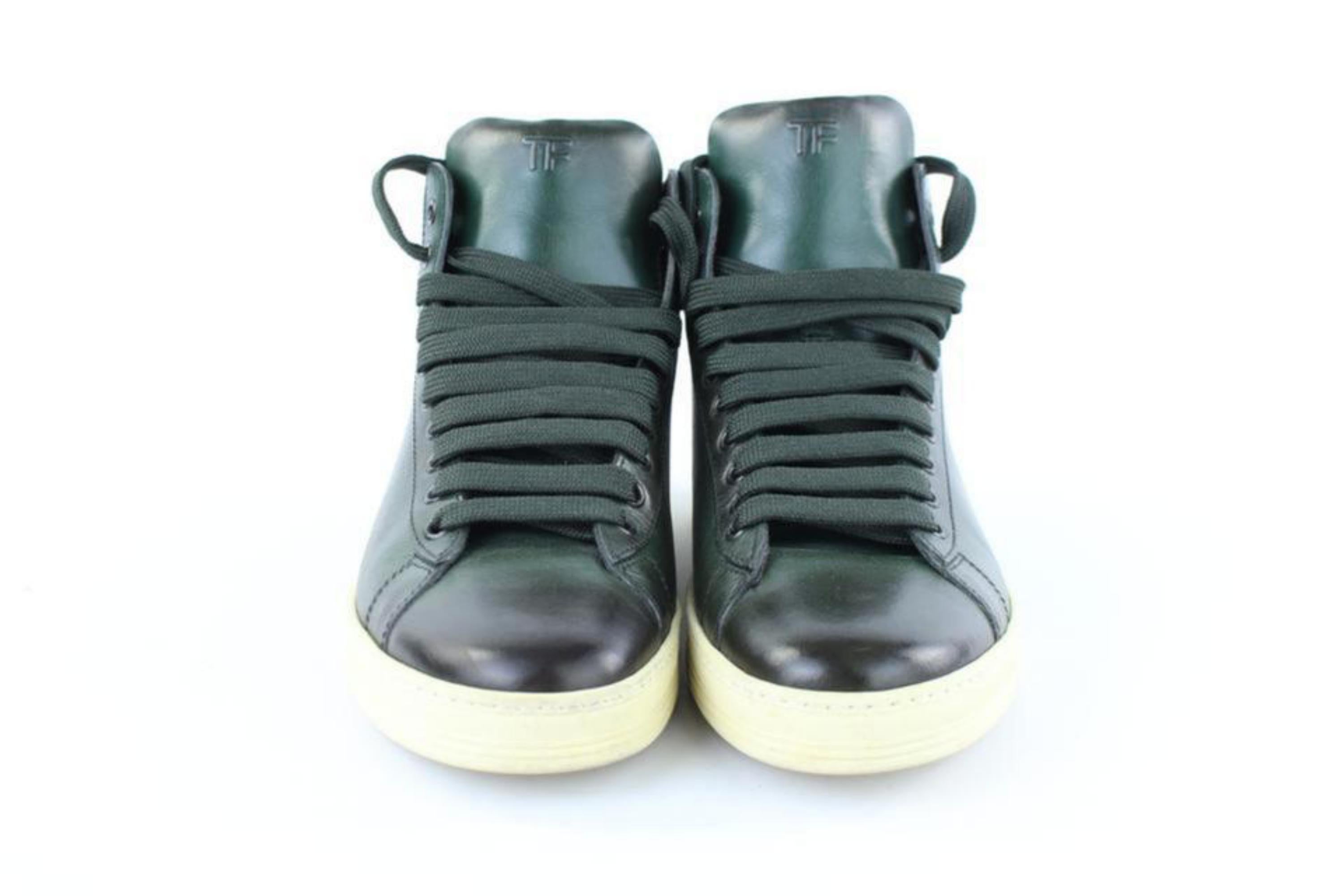 Tom Ford Green Russel Leather High Top Sneaker 2mj1020 Sneakers Boots/Booties For Sale 2