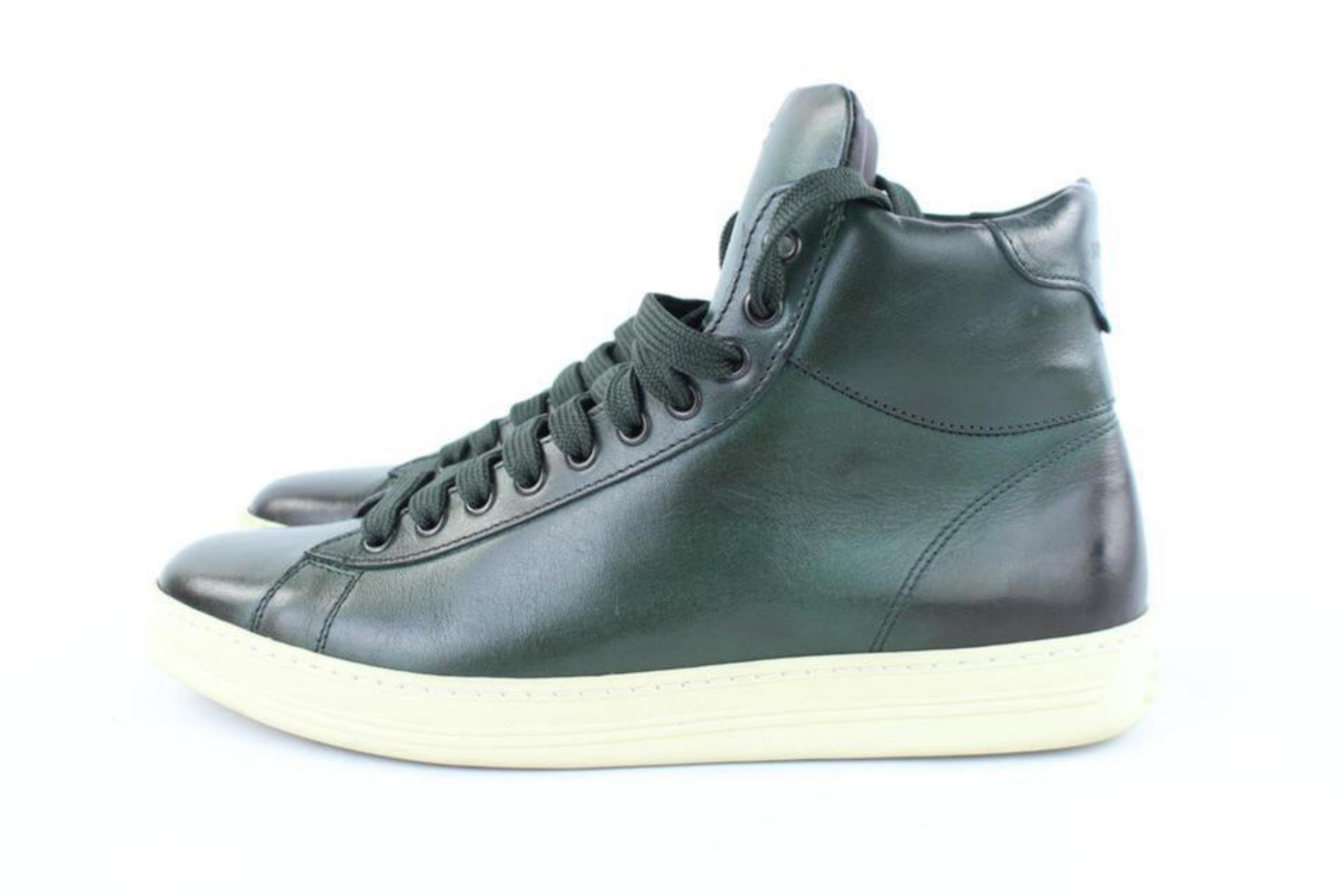 Tom Ford Green Russel Leather High Top Sneaker 2mj1020 Sneakers Boots/Booties For Sale 3