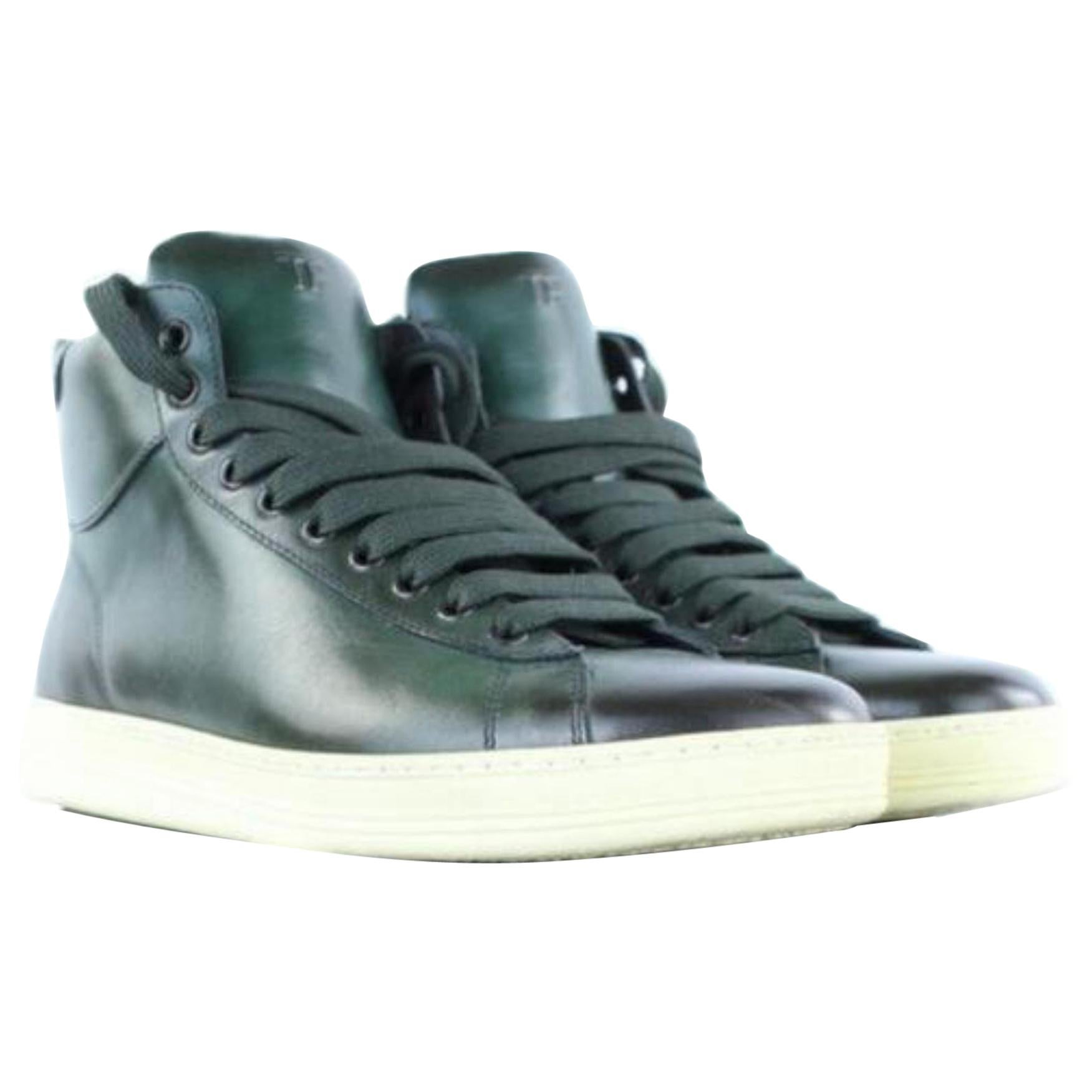 Tom Ford Green Russel Leather High Top Sneaker 2mj1020 Sneakers Boots/Booties For Sale