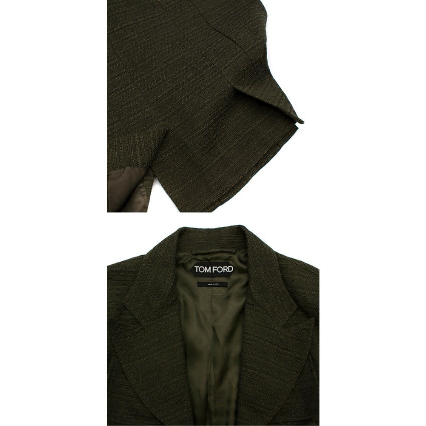 Tom Ford Green Tweed Skirt Suit with Snake Embossed Pockets - Size US 4 For Sale 4