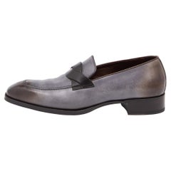 Tom Ford Grey/Black Ombre Leather Adney Twist Loafers Size 44