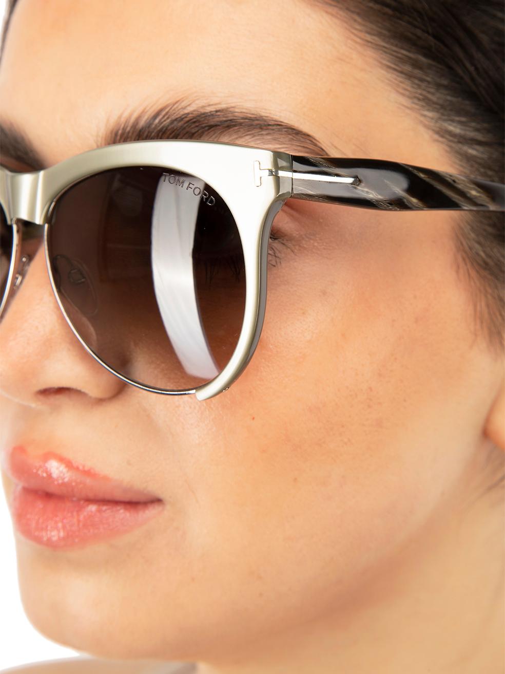 Tom Ford Grey Bronze Leona Round Sunglasses For Sale 2