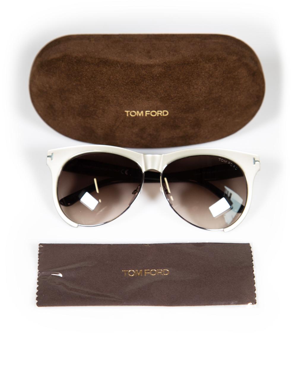 Tom Ford Grey Bronze Leona Round Sunglasses For Sale 4