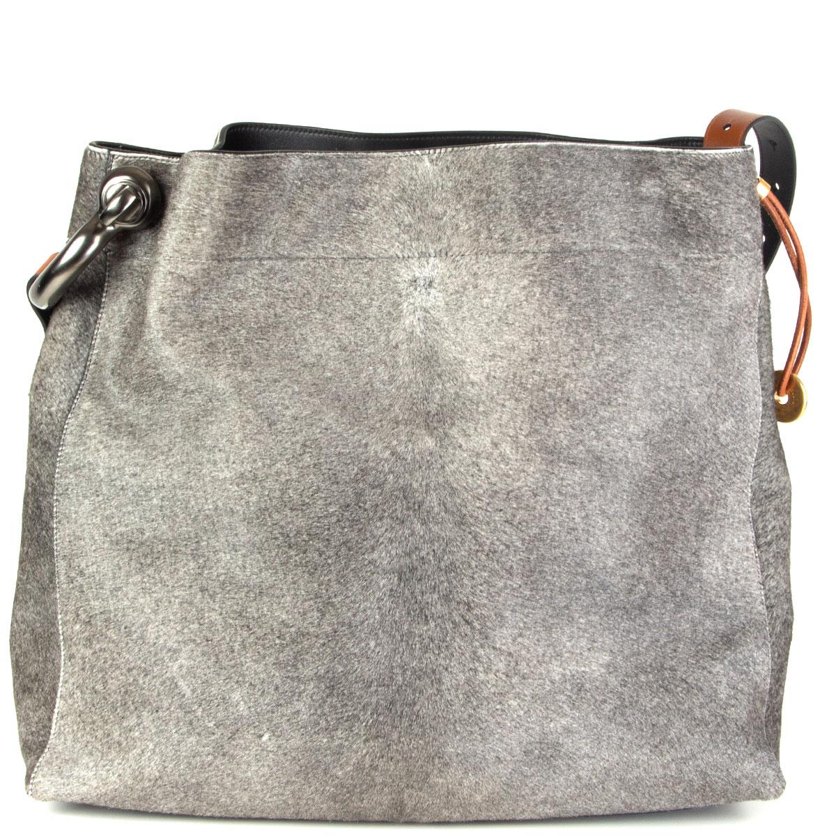 Gray TOM FORD grey calf hair FISHERMAN HOOK HOBO Shoulder Bag